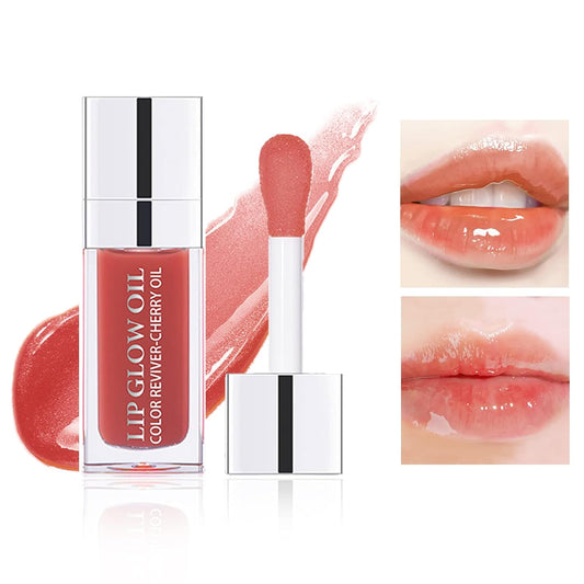 Lip Plumping Gloss Glow Oil Tinted Hydrating Tint Stain Long Lasting Moisturize Glitter Light Clear Balm Not Sticky Reduce Lines - 012 Rose Bean Paste Pink