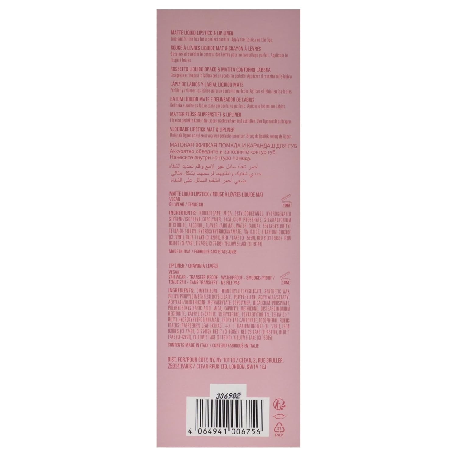 Matte Lip Kit - 505 Autumn for Women - 2 Pc 0.10 Oz Matte Liquid Lipstick, 0.03 Oz Lip Liner