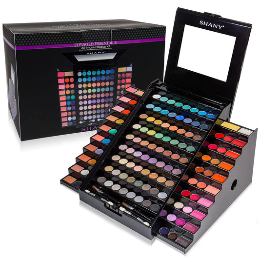 Elevated Essentials Makeup Set - All-In-One Makeup Kit with 72 Eyeshadows, 28 Lip Colors, 18 Gel Eyeliners, 10 Blushes, 1 Eye Primer, and 1 Cream Concealer