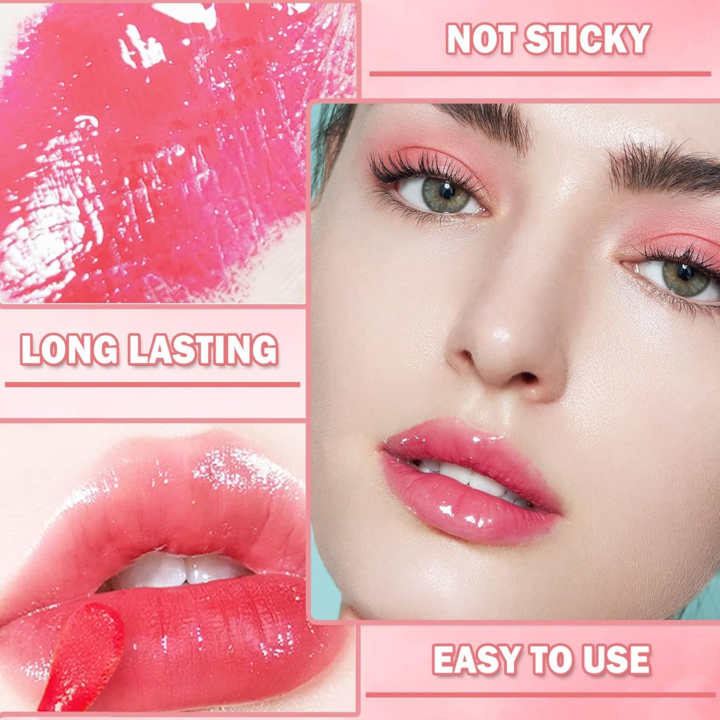 Lip Plumping Gloss Glow Oil Tinted Hydrating Tint Stain Long Lasting Moisturize Glitter Light Clear Balm Not Sticky Reduce Lines - 012 Rose Bean Paste Pink