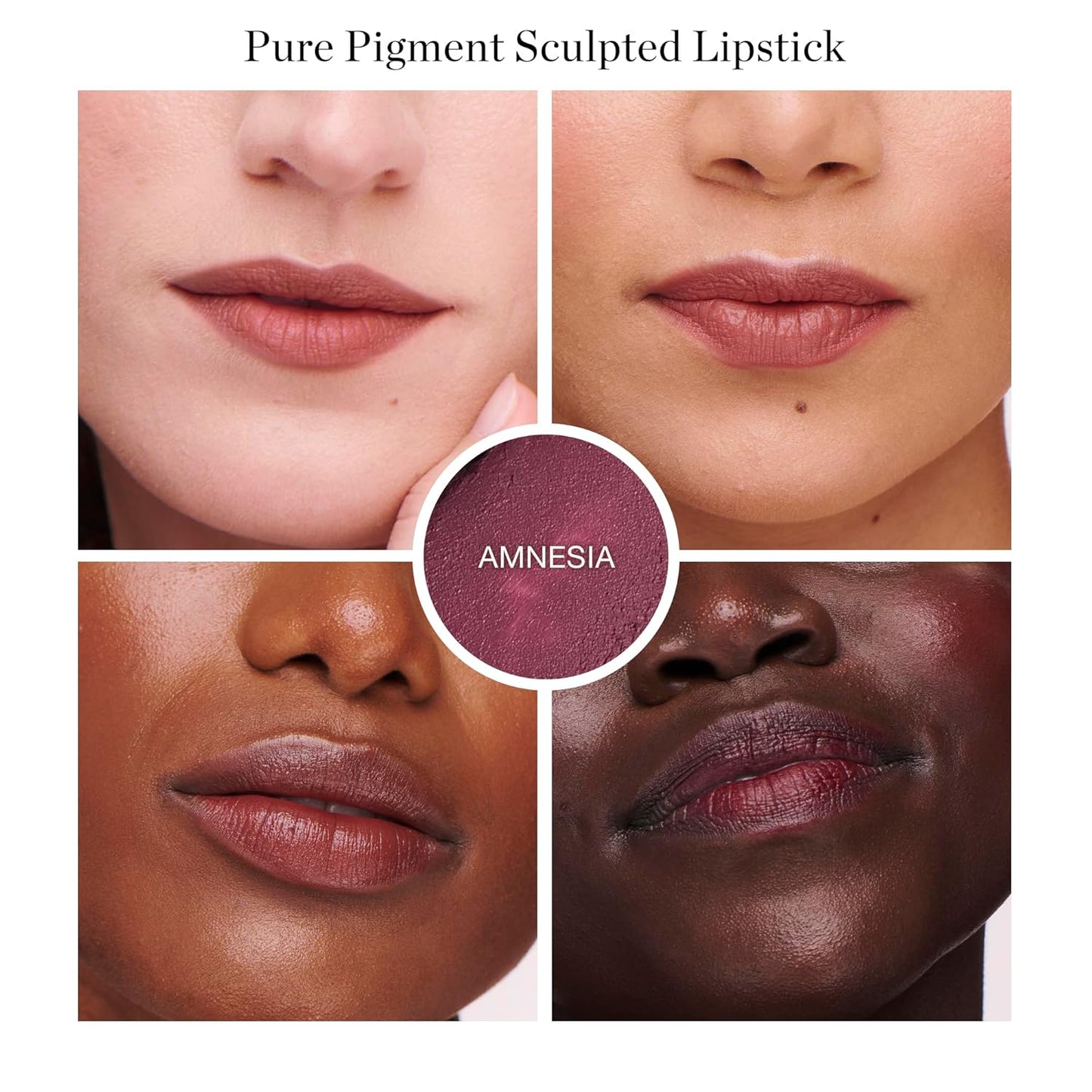 Full Bloom Sculpted Lipstick (Amnesia - Blackberry Mauve) - Long Lasting Organic Lipstick with Jojoba Oil & Micro Hyaluronic Acid - 70% Organic Ingredients & Made in USA