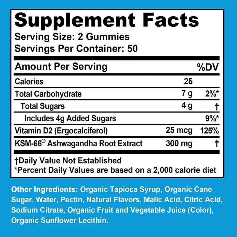Ashwagandha Gummies - Enhance Immunity, Reduce Cortisol Level, Control Appetite and Improve Sleep Quality
