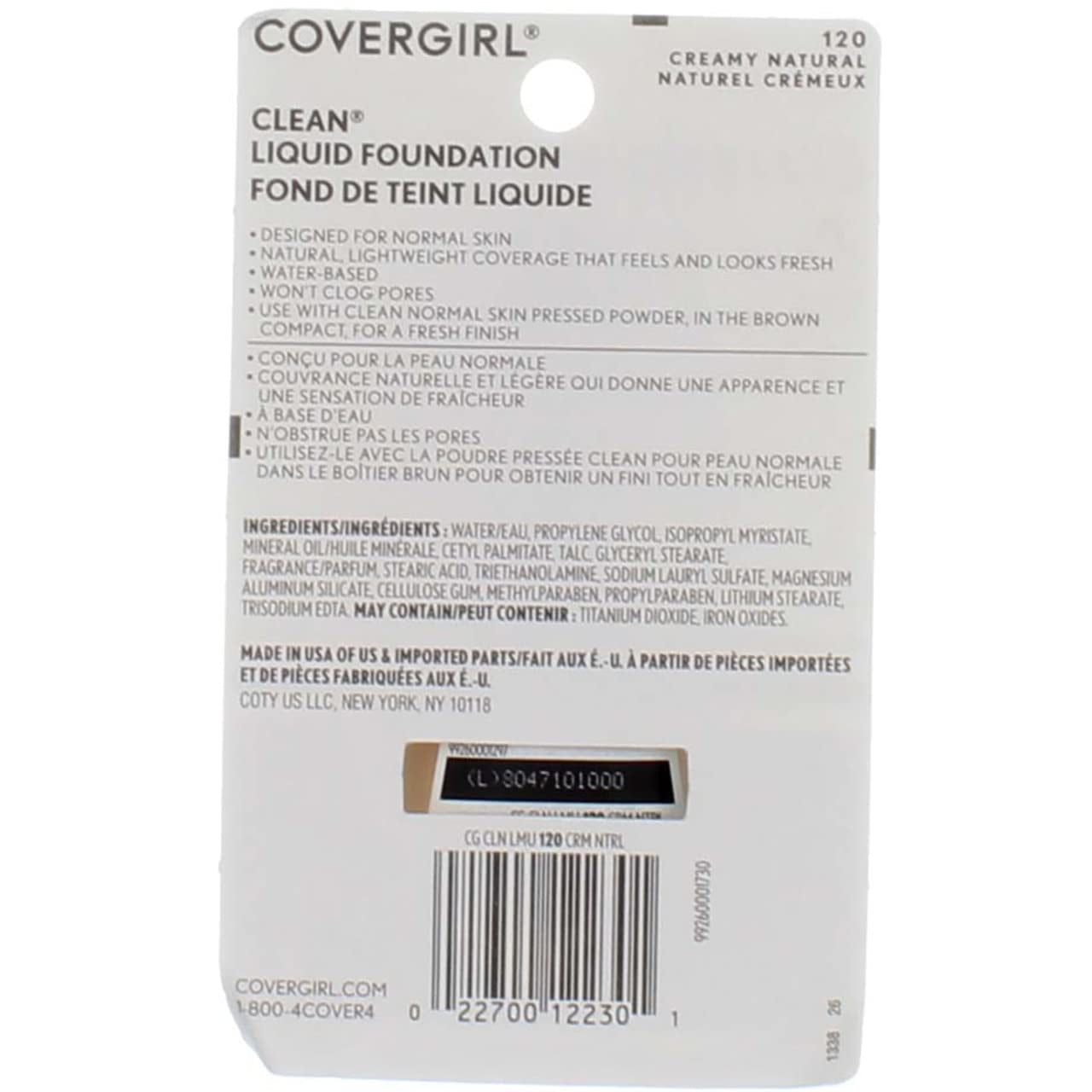 Clean Liquid Foundation, # 120 Creamy Natural, 1 Ounce