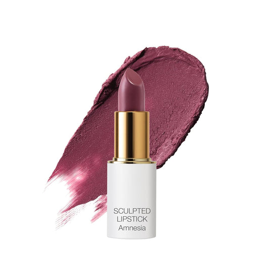 Full Bloom Sculpted Lipstick (Amnesia - Blackberry Mauve) - Long Lasting Organic Lipstick with Jojoba Oil & Micro Hyaluronic Acid - 70% Organic Ingredients & Made in USA