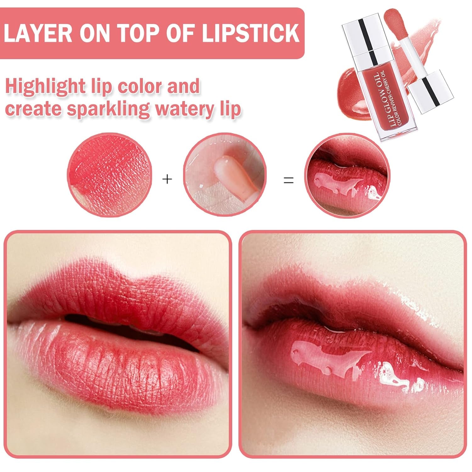 Lip Plumping Gloss Glow Oil Tinted Hydrating Tint Stain Long Lasting Moisturize Glitter Light Clear Balm Not Sticky Reduce Lines - 012 Rose Bean Paste Pink