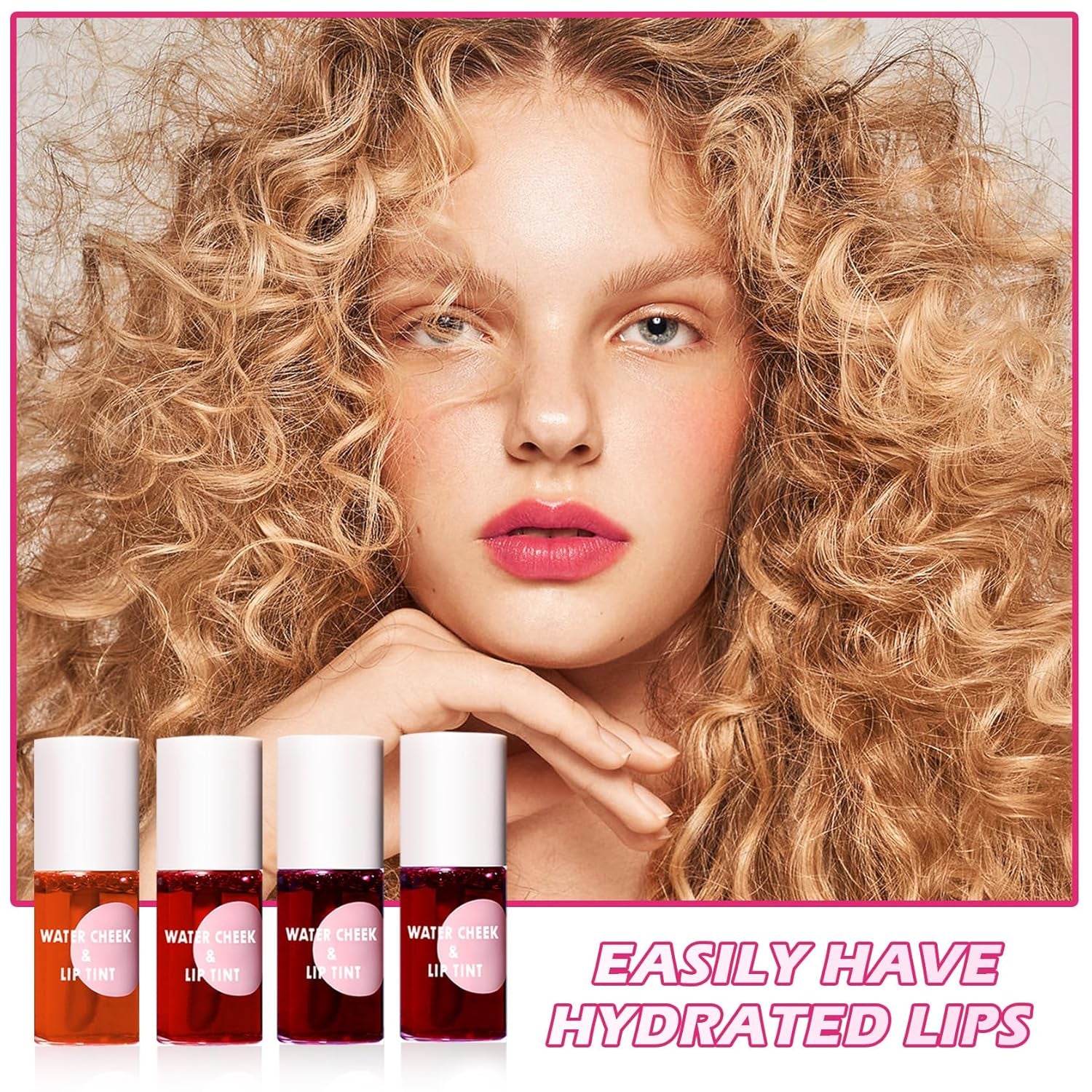 4 Colors Lip Tint Lip Stain Lip Tint Stain Set Plumping Lip Gloss Set Tinta Para Labios Hydrating Moisturizing Liquid Lipstick Non Stick Cup Lip Color Makeup (#01#02#03#04)