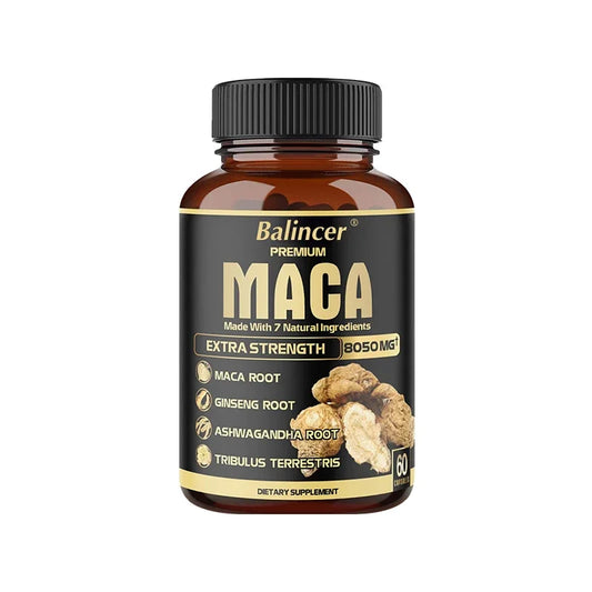 Maca Root Supplement - with Ginseng and Black Pepper Extracts for Energy, Endurance, Muscle Strength and Performance