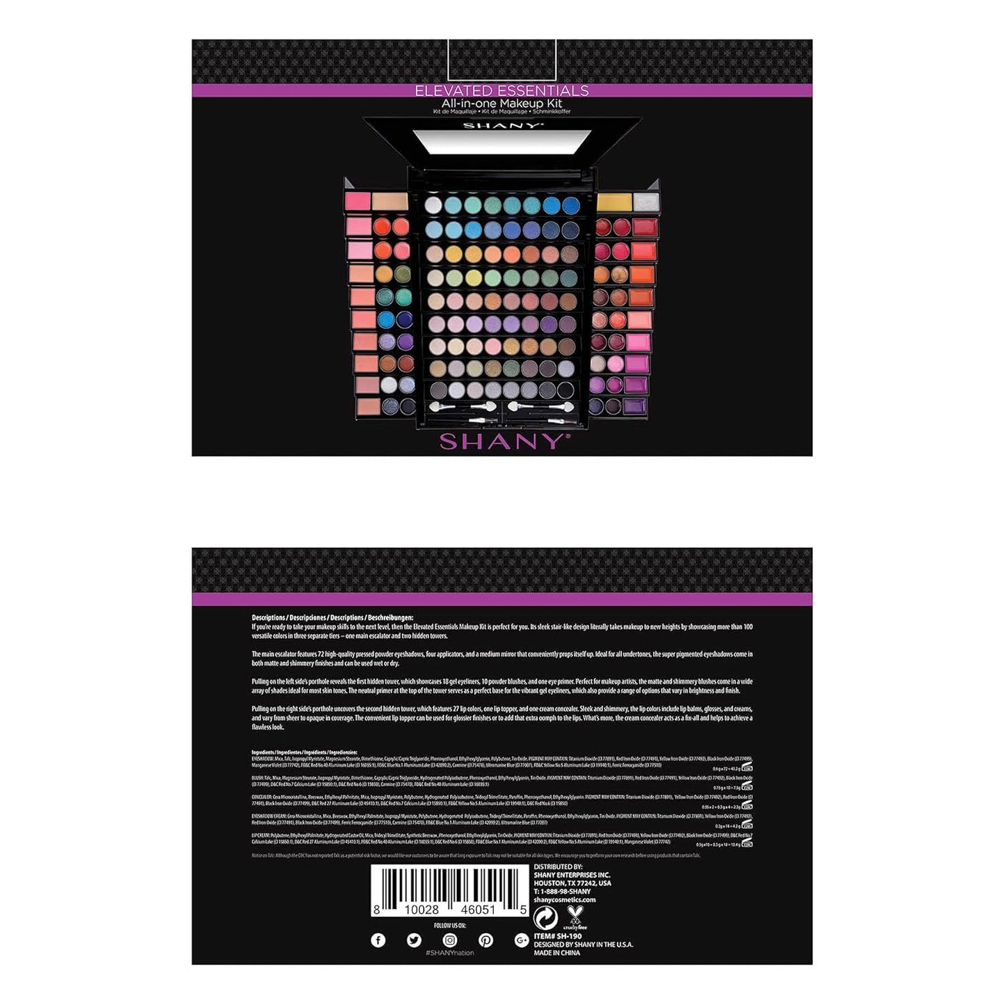 Elevated Essentials Makeup Set - All-In-One Makeup Kit with 72 Eyeshadows, 28 Lip Colors, 18 Gel Eyeliners, 10 Blushes, 1 Eye Primer, and 1 Cream Concealer
