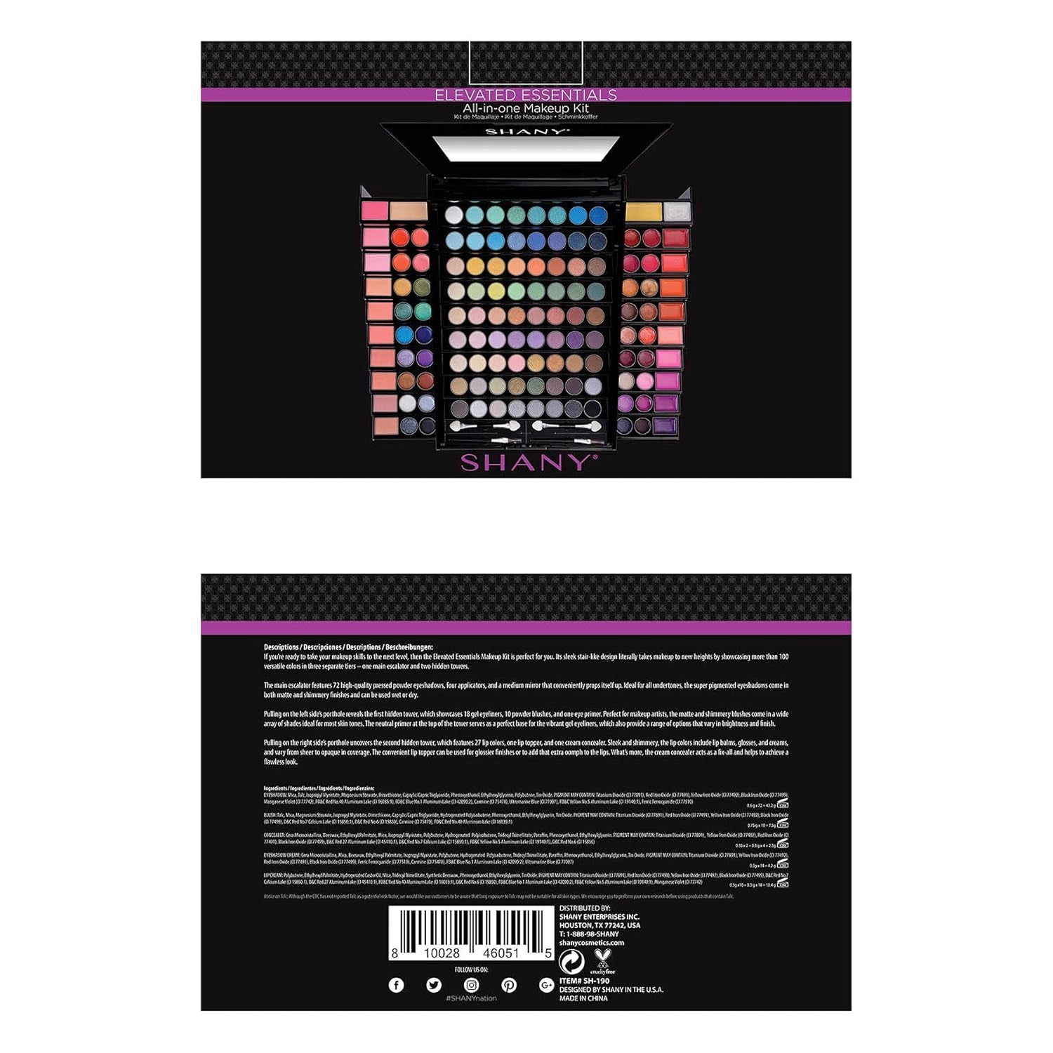 Elevated Essentials Makeup Set - All-In-One Makeup Kit with 72 Eyeshadows, 28 Lip Colors, 18 Gel Eyeliners, 10 Blushes, 1 Eye Primer, and 1 Cream Concealer